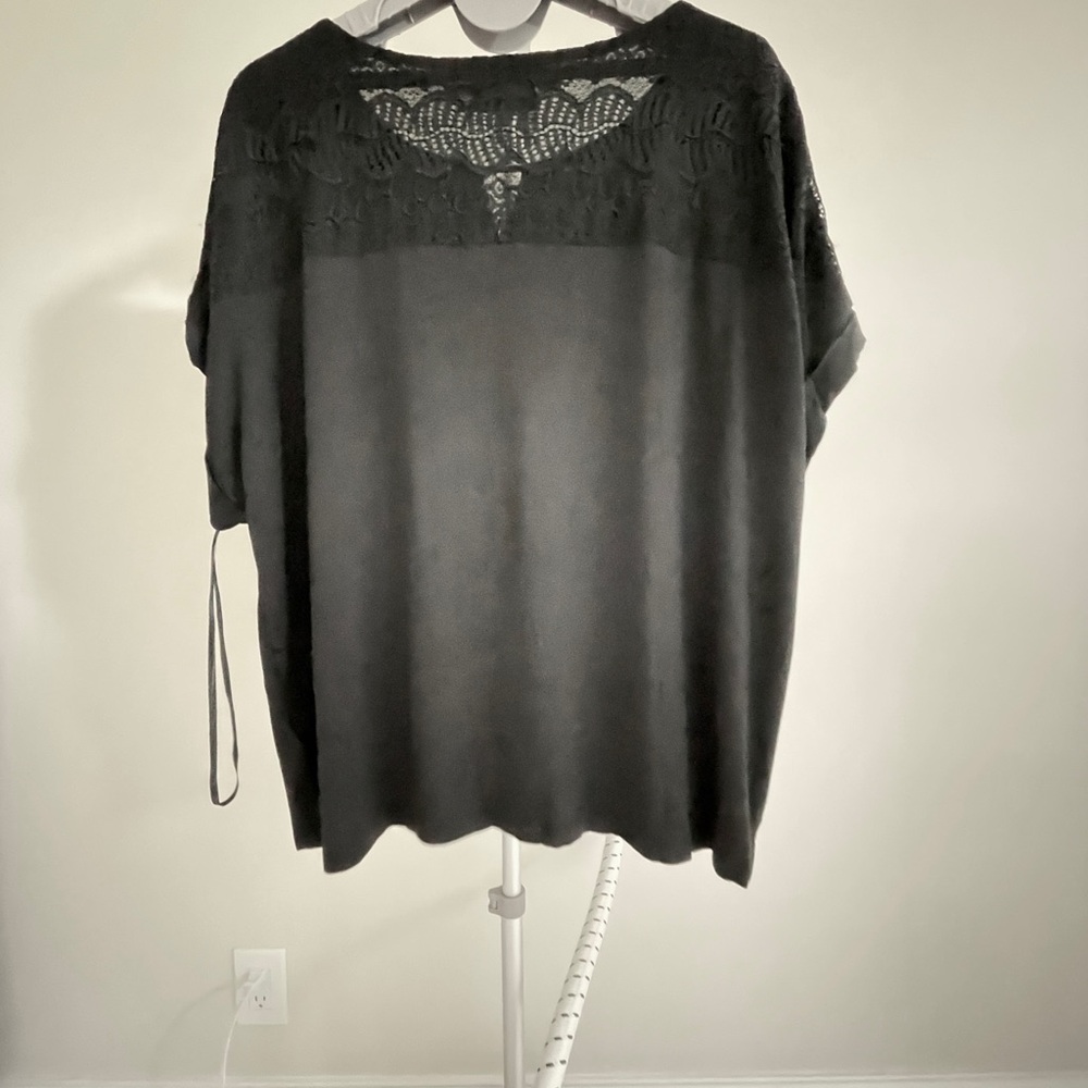 Calvin Klein Charcoal Lace Accent Blouse